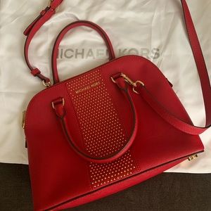 XX SOLD XX Michale Kots Red Studded Satchel